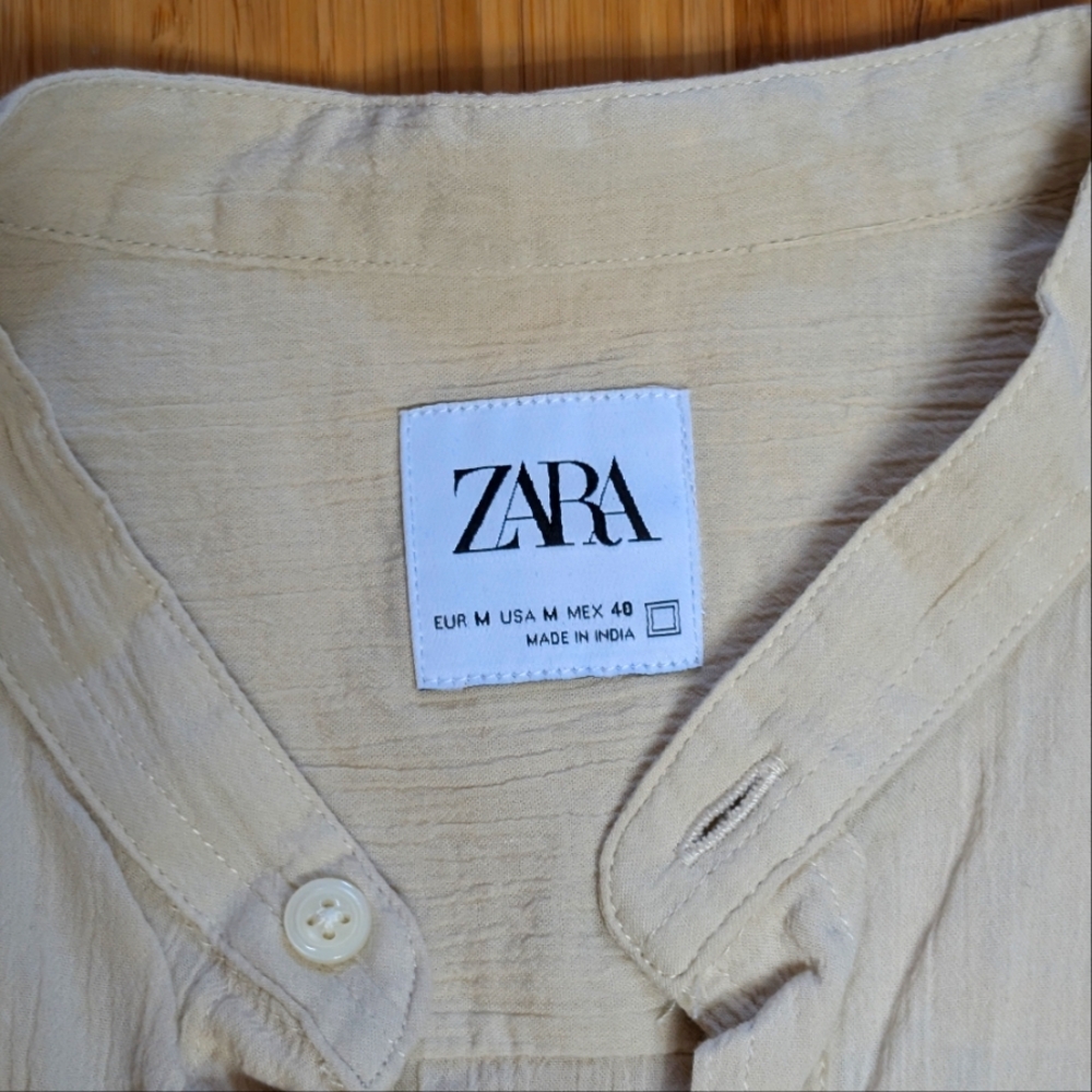 Men's Zara Beige Cotton Shirt - Picture 2 of 3